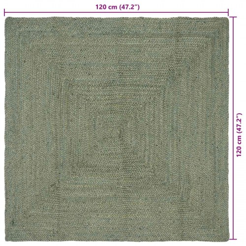 Områdetæppe i jute - rektangulær 120 × 120 cm, olivengrøn
