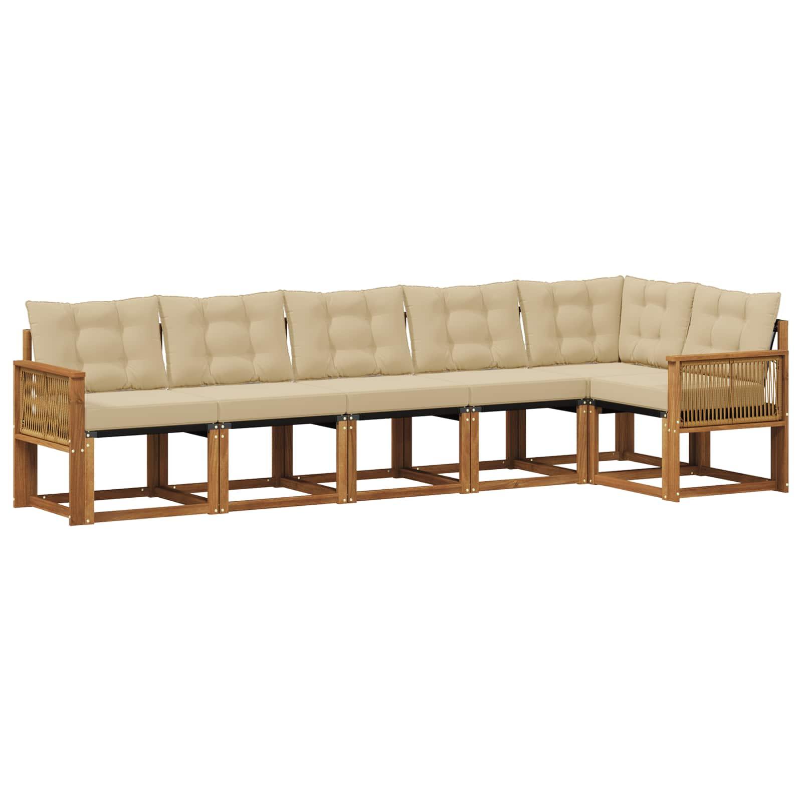 Udendørs sofagruppe 6 stk Naturlig og Beige