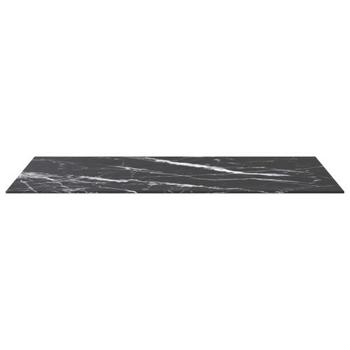 Bordplade 100x50 cm 6 mm hærdet glas med marmordesign sort