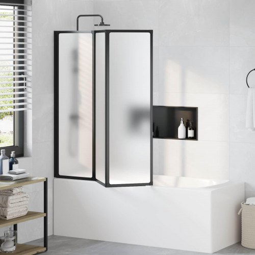 Foldbart bruseforhæng Sort og Fuldfroste 132 x 2 x 140 cm