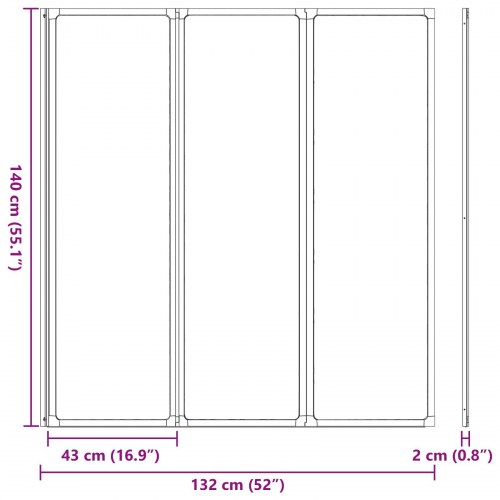 Foldbart bruseforhæng Sort og Fuldfroste 132 x 2 x 140 cm