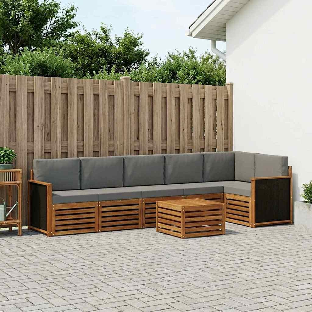 Sektionalsofa sæt med pude 6 stk Naturfarvet og lysegrå