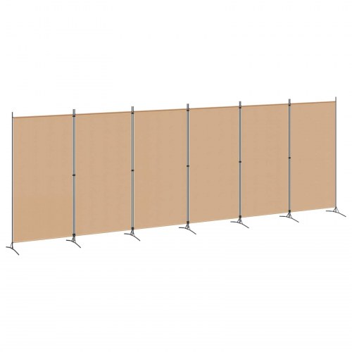 6-panel rumdeler i stof - beige, 520 × 180 cm, foldbar