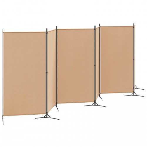 6-panel rumdeler i stof - beige, 520 × 180 cm, foldbar