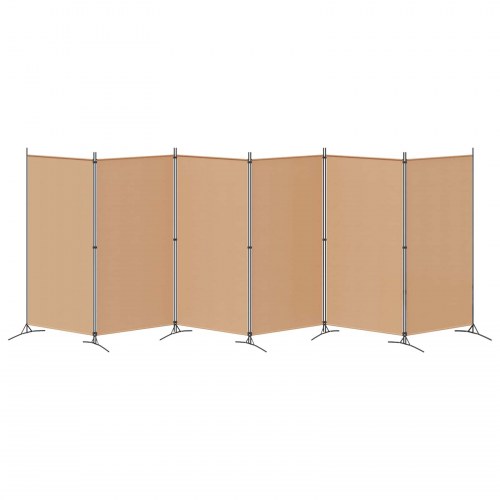6-panel rumdeler i stof - beige, 520 × 180 cm, foldbar