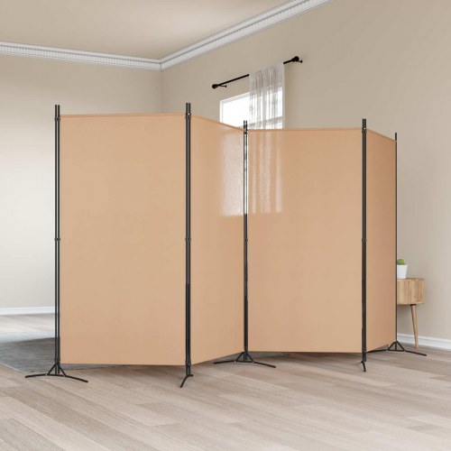 4-panel rumdeler i stof - beige, 346 × 180 cm