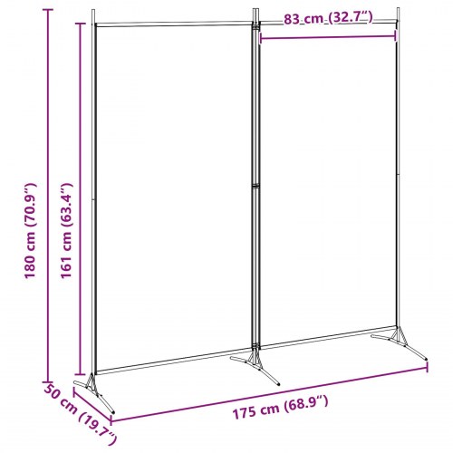 2-panels rumdeler i stof - beige, 175 × 180 cm