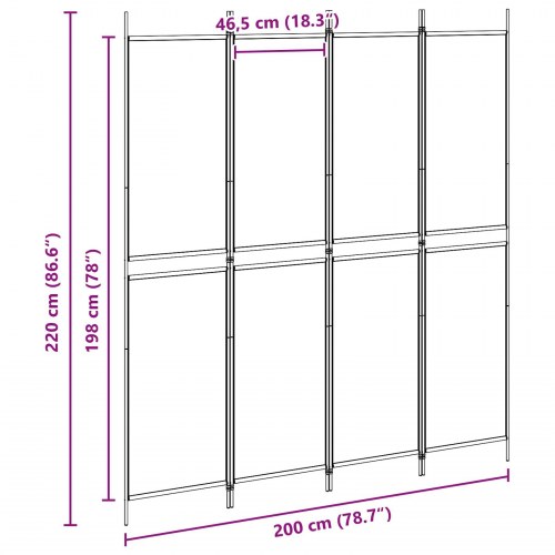 4-panelet rumdeler i stof - beige, 200 × 220 cm, foldbar