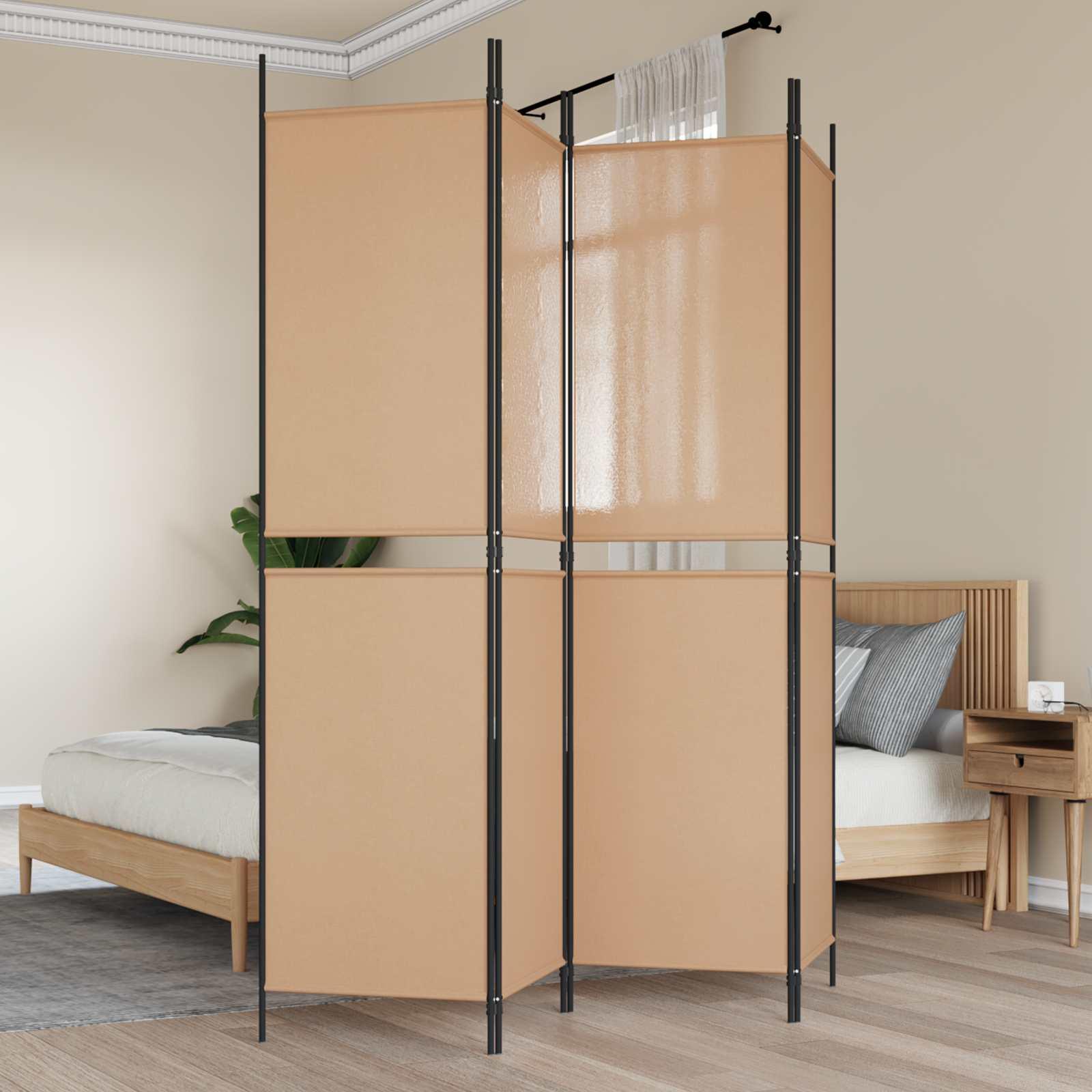 4-panel rumdeler Beige 200 x 200 cm Stof