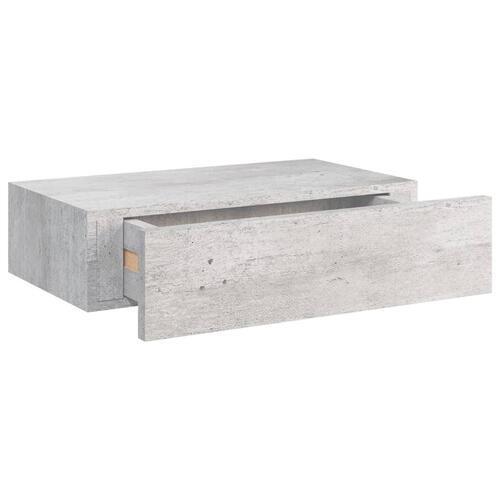 Hylder med skuffe 2 stk. 40x23,5x10 cm MDF betongrå