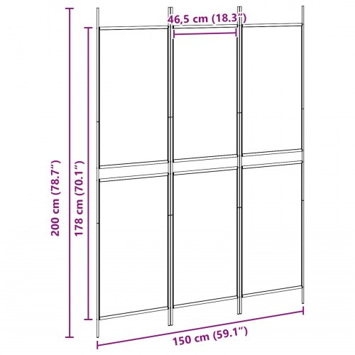 3-panel rumdeler i stof - beige, 150 × 200 cm, foldbar