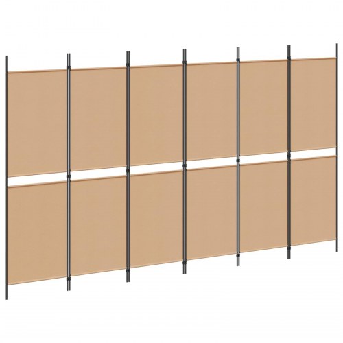 Rumdeler med 6 paneler - beige stof, 300 × 180 cm, foldbar