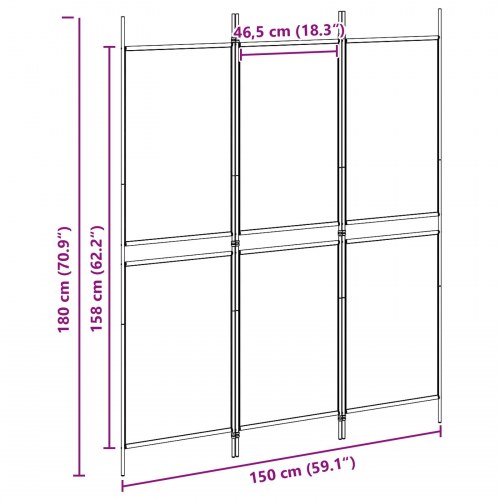 3-panel rumdeler i beige stof - 150 × 180 cm, foldbar skærmvæg