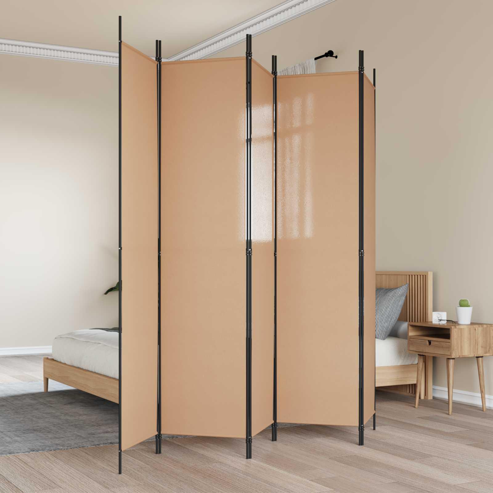 5-panel rumdeler Beige 250 x 220 cm Stof