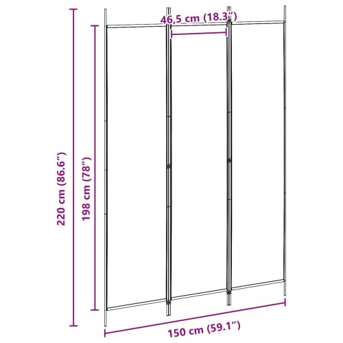 3-panel rumdeler i stof - beige 150 x 220 cm