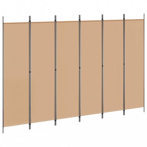 6-panel rumdeler i stof - beige, 300 × 200 cm, sammenklappelig
