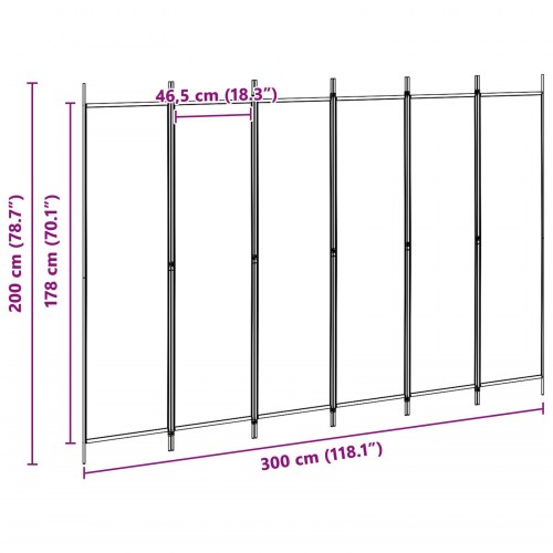 6-panel rumdeler i stof - beige, 300 × 200 cm, sammenklappelig