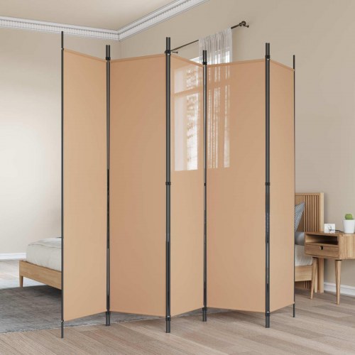 5-panel rumdeler i stof - beige, 250 × 200 cm