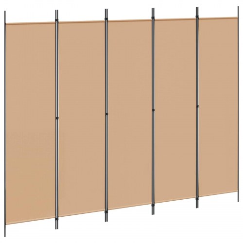 5-panel rumdeler i stof - beige, 250 × 200 cm