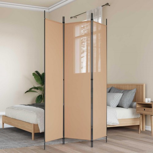 3-panel rumdeler i stof - beige, 150 × 200 cm, sammenklappelig