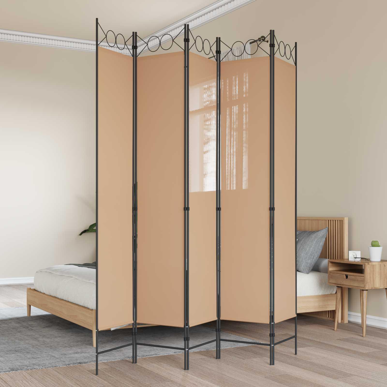 5-panel rumdeler Beige 200 x 220 cm Stof