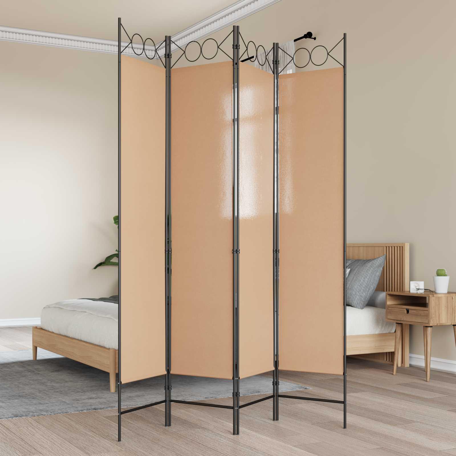 4-panel rumdeler Beige 160 x 200 cm Stof