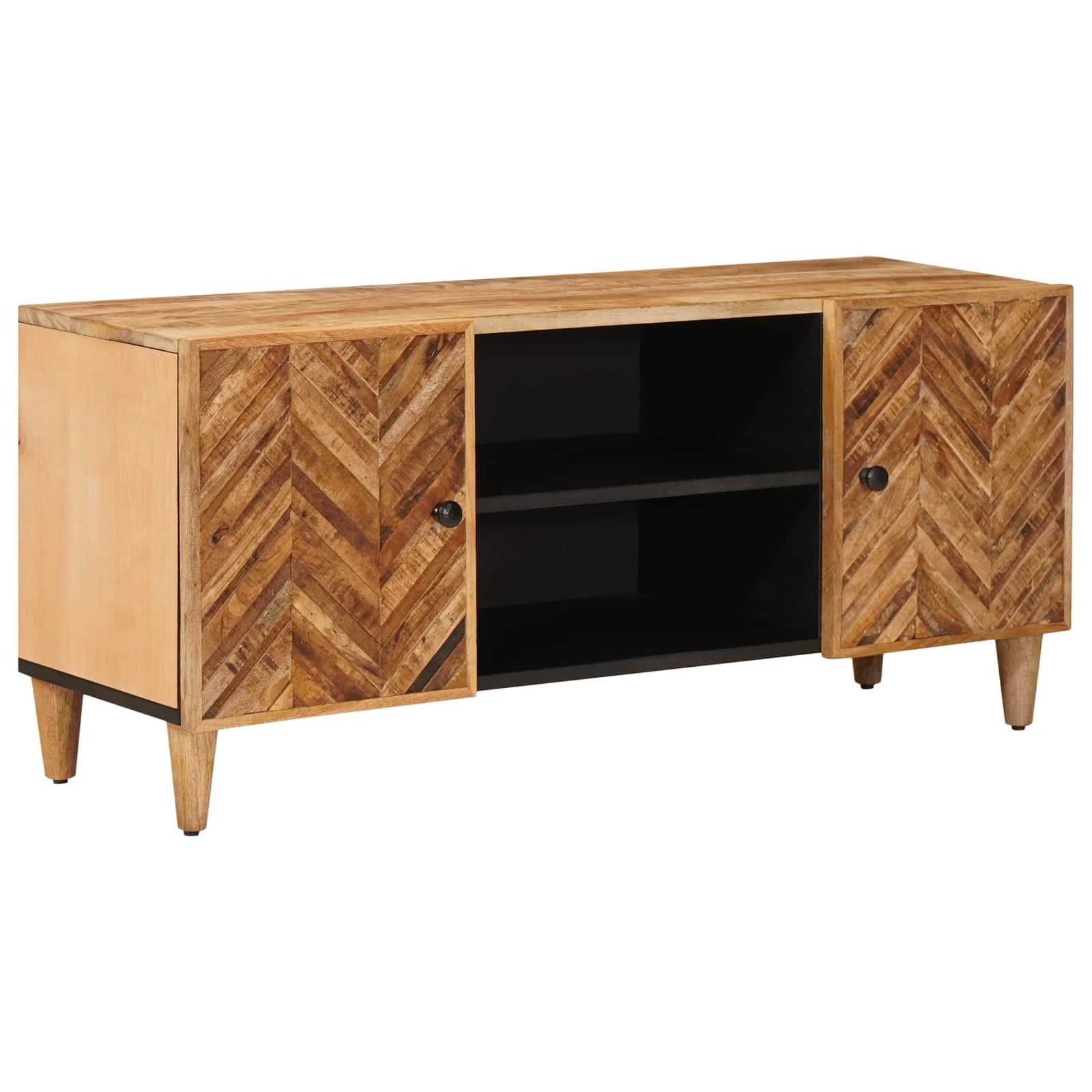 TV-bord i massivt mangotræ - brun, 105 × 33,5 × 46 cm