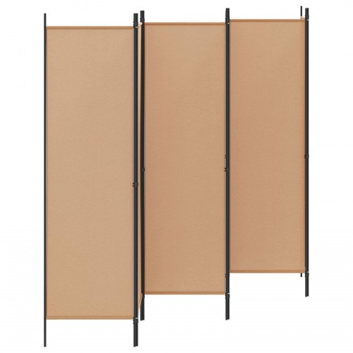 6-panel rumdeler i beige stof - 300 × 180 cm, sammenklappelig skillevæg