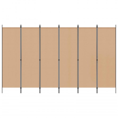 6-panel rumdeler i beige stof - 300 × 180 cm, sammenklappelig skillevæg