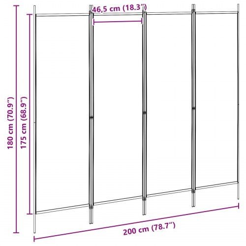 4-panel rumdeler i stof - beige, 200 × 180 cm, sammenklappelig