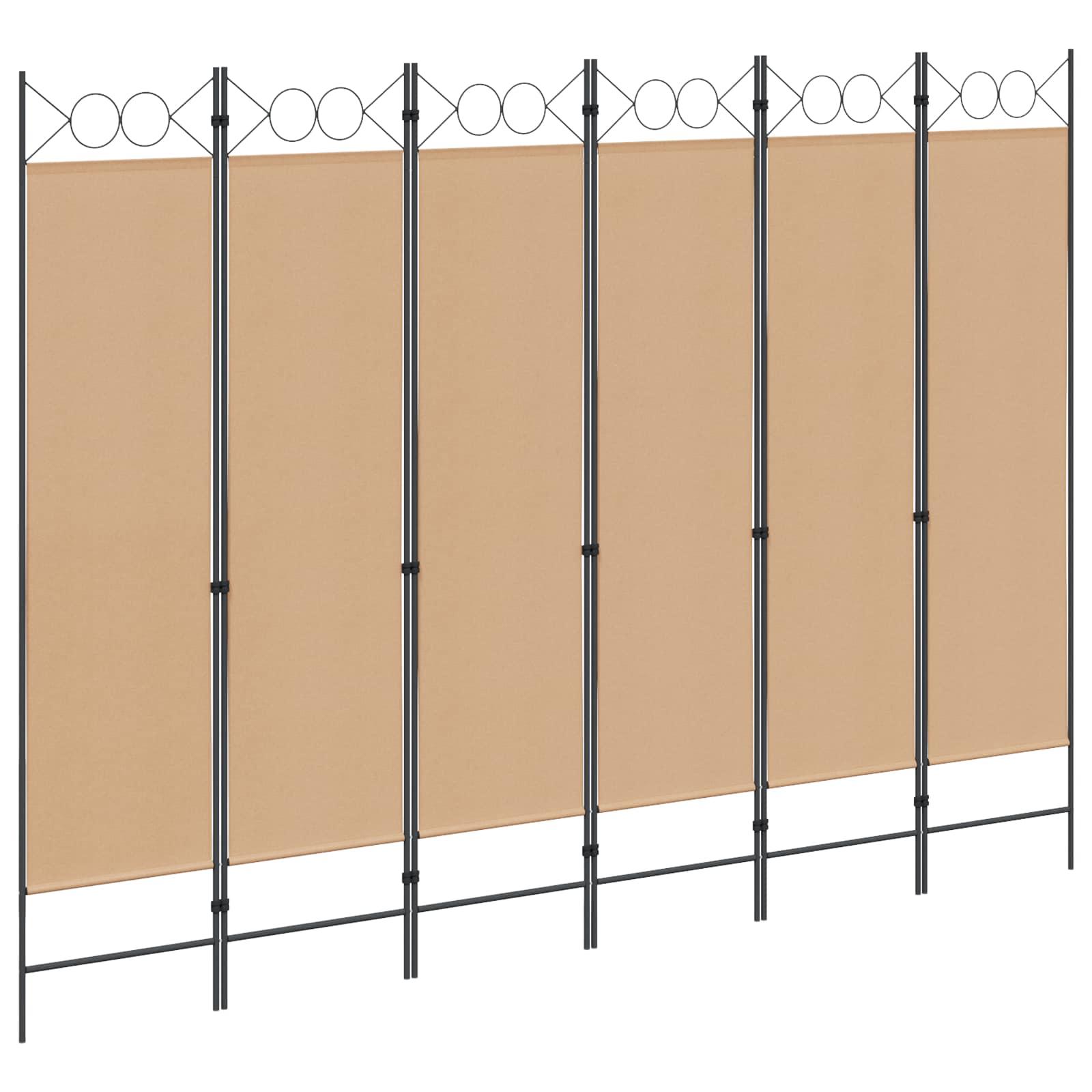6-panel rumdeler i stof - beige 240 × 180 cm, foldbar skærmvæg