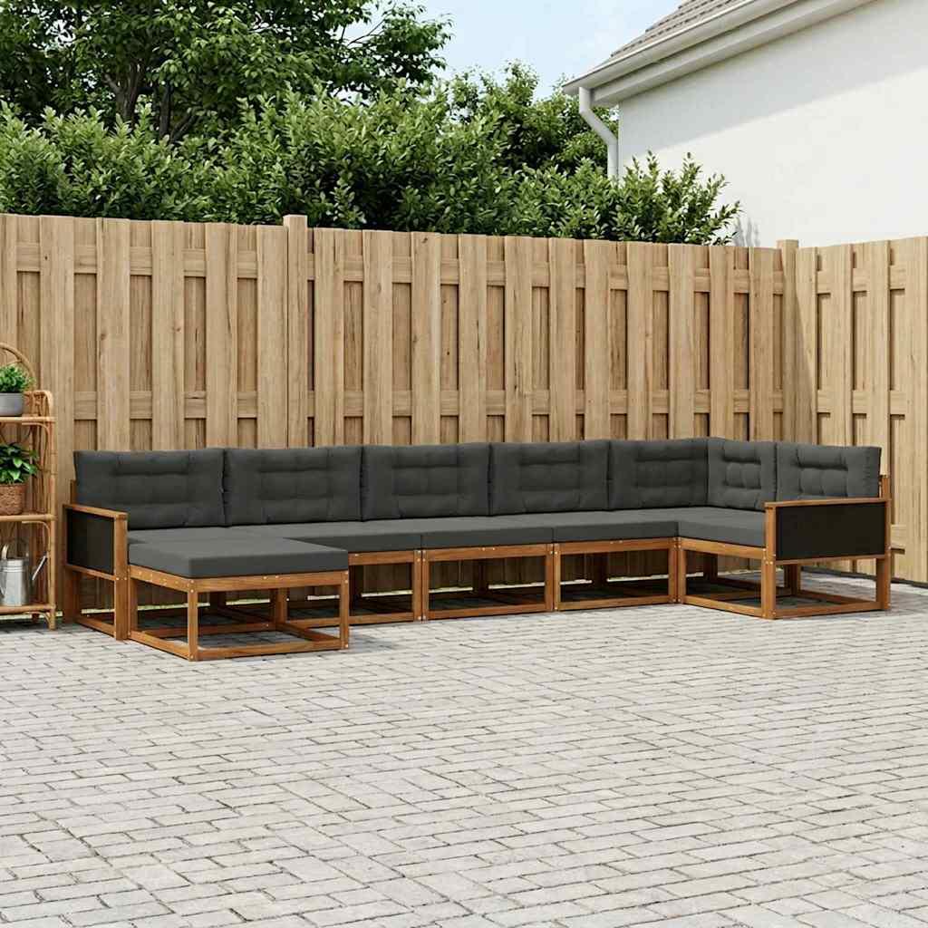 Udendørs modul-sofagruppe med puder, 7 dele - naturlig/antracit