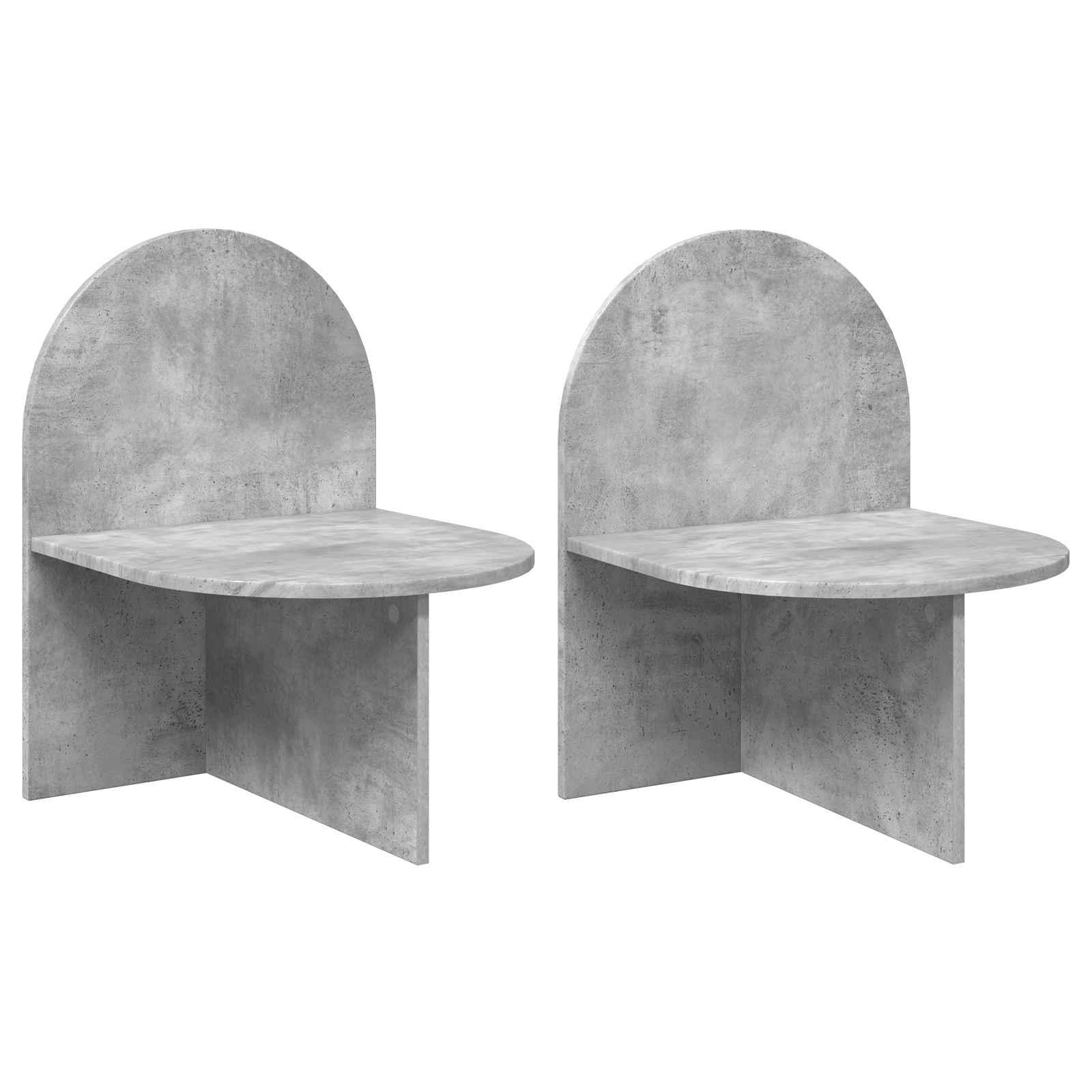 Sengeborde 2 stk - betongrå, 48 × 49 × 65 cm, konstrueret træ