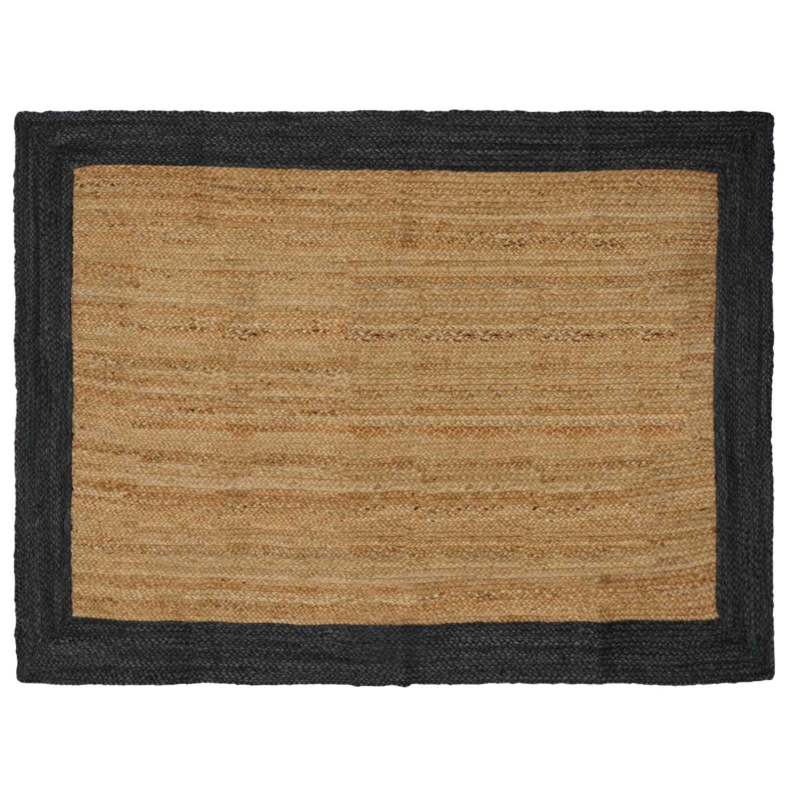 Områdetæpper Naturfarvet og mørkegrå 120 x 170 cm Jute