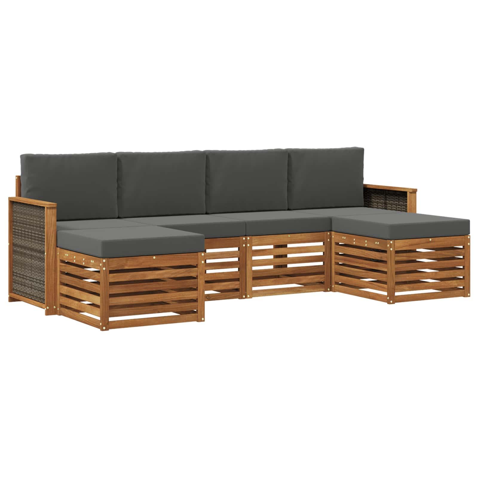 Sofasæt i massivt akacietræ - modulært udendørs loungesæt
