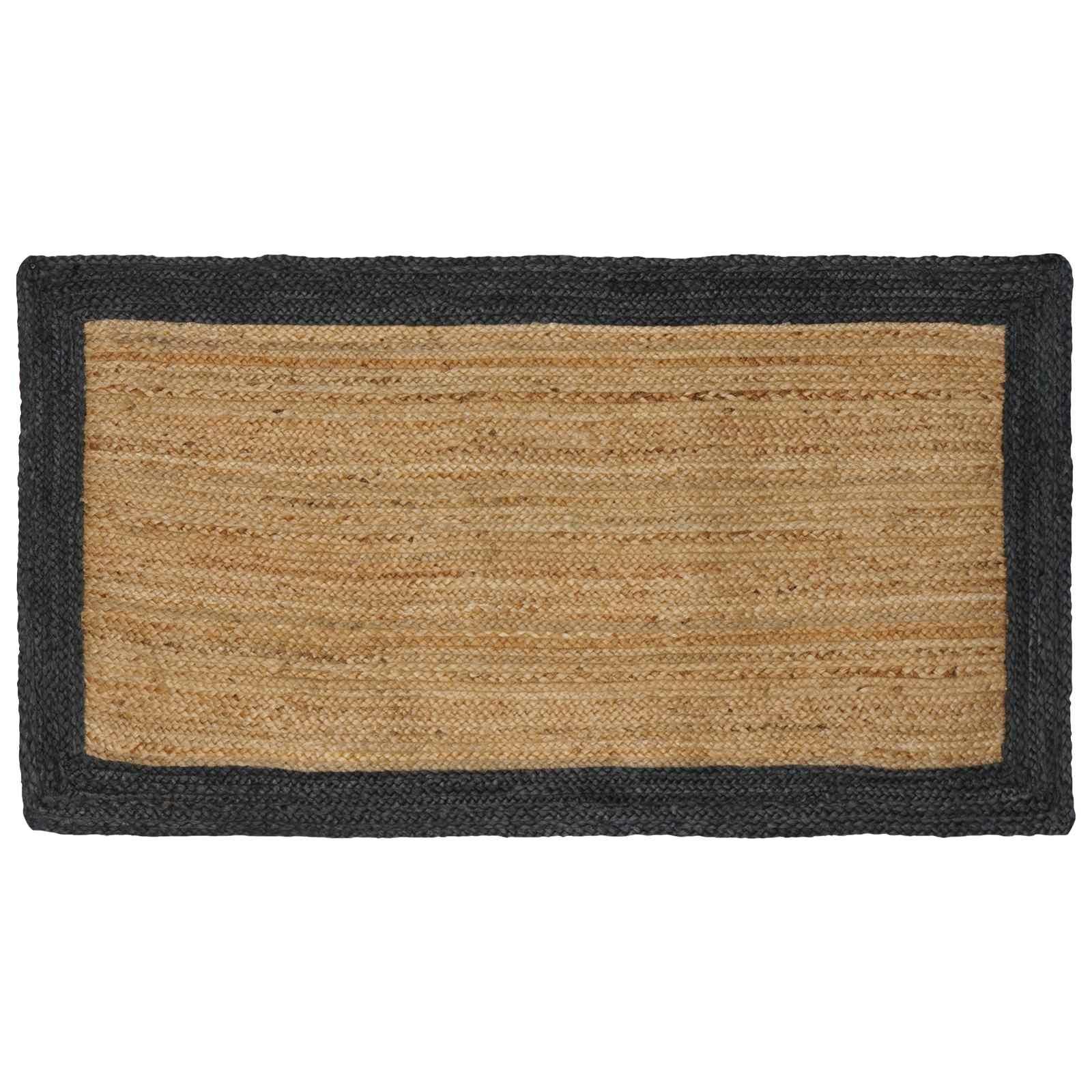 Områdetæpper Naturfarvet og mørkegrå 100 x 200 cm Jute