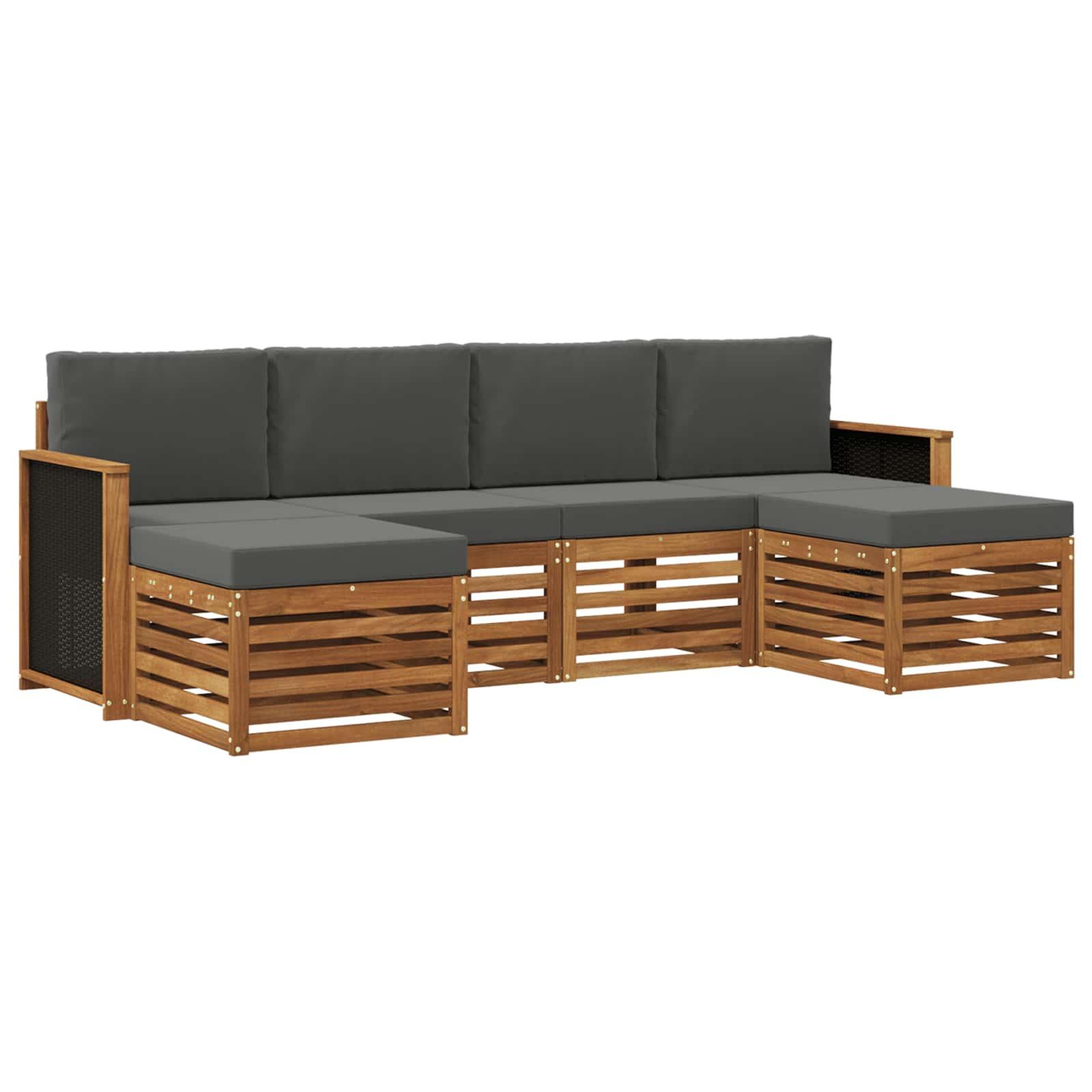 Sofasæt i massivt akacietræ - modulært udendørs loungesæt