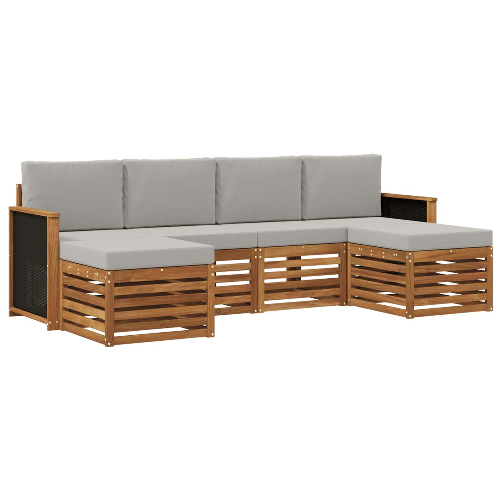 Sofasæt i massivt akacietræ - modulært loungesæt til terrasse og have