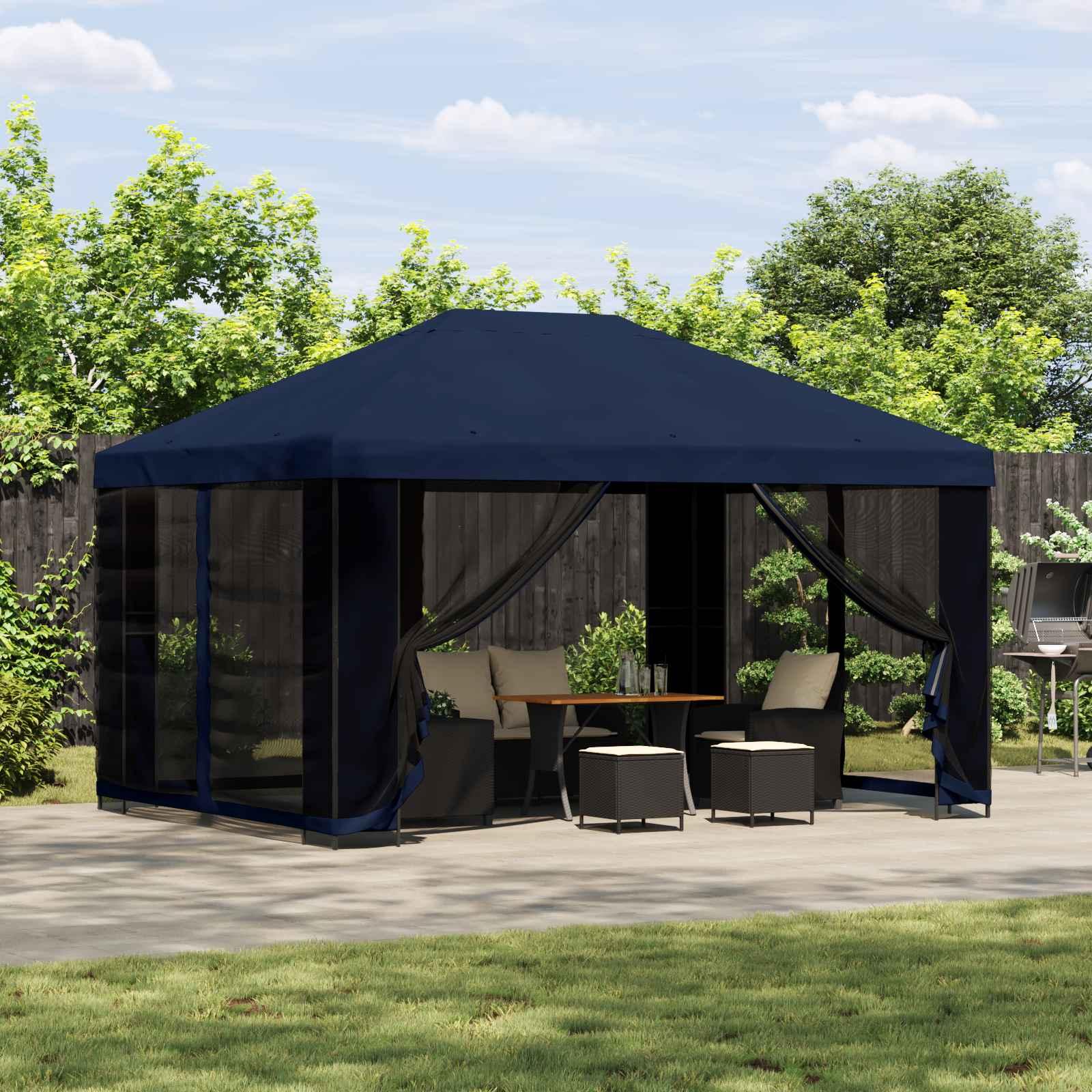 Havelæger med sidevægge 4 × 3 m Blå Polyester og Stål 190