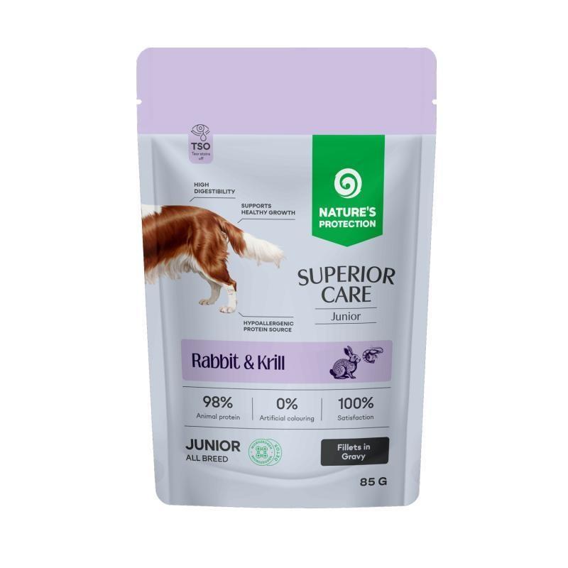 Nature’s Protection Superior Care Junior - vådfoder til hund med kanin og krill, 85 g