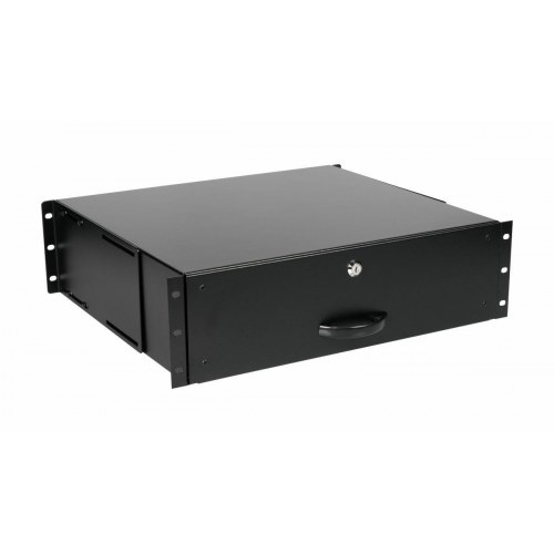 EQUIP låsbar 19" skuffe, 3U – RAL9005 sort