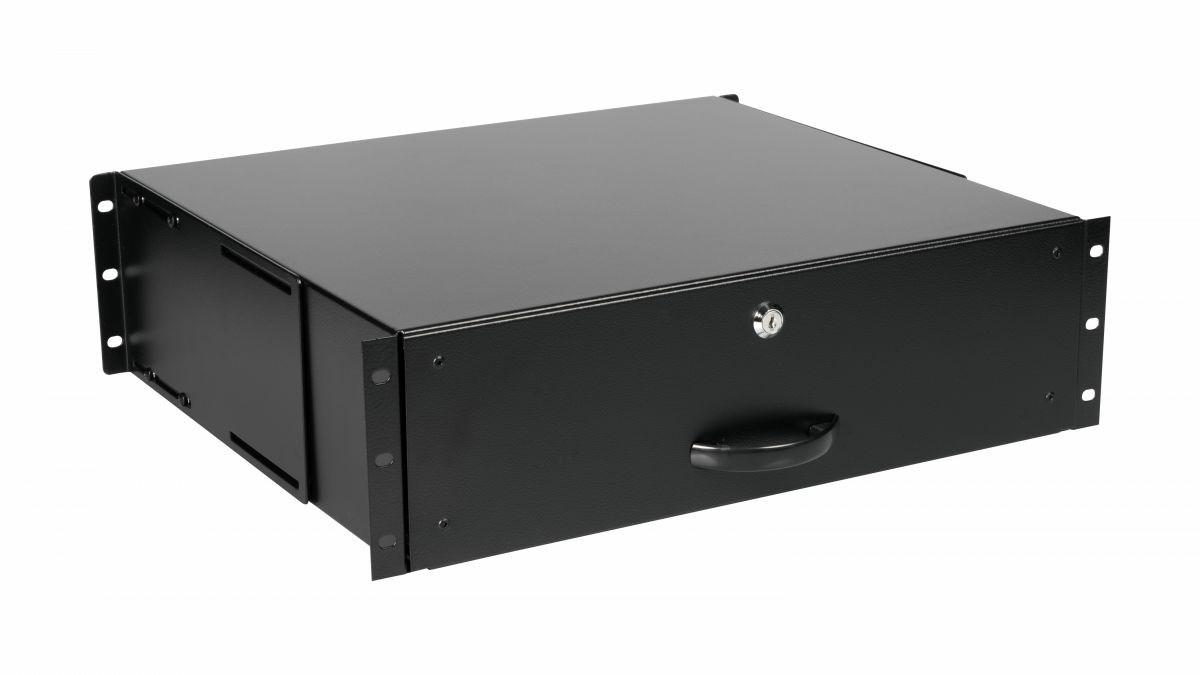 EQUIP låsbar 19" skuffe, 3U – RAL9005 sort