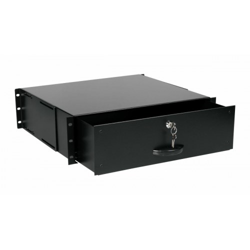 EQUIP låsbar 19" skuffe, 3U – RAL9005 sort