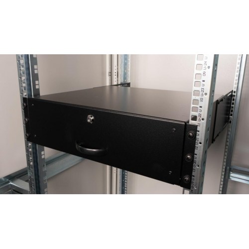 EQUIP låsbar 19" skuffe, 3U – RAL9005 sort