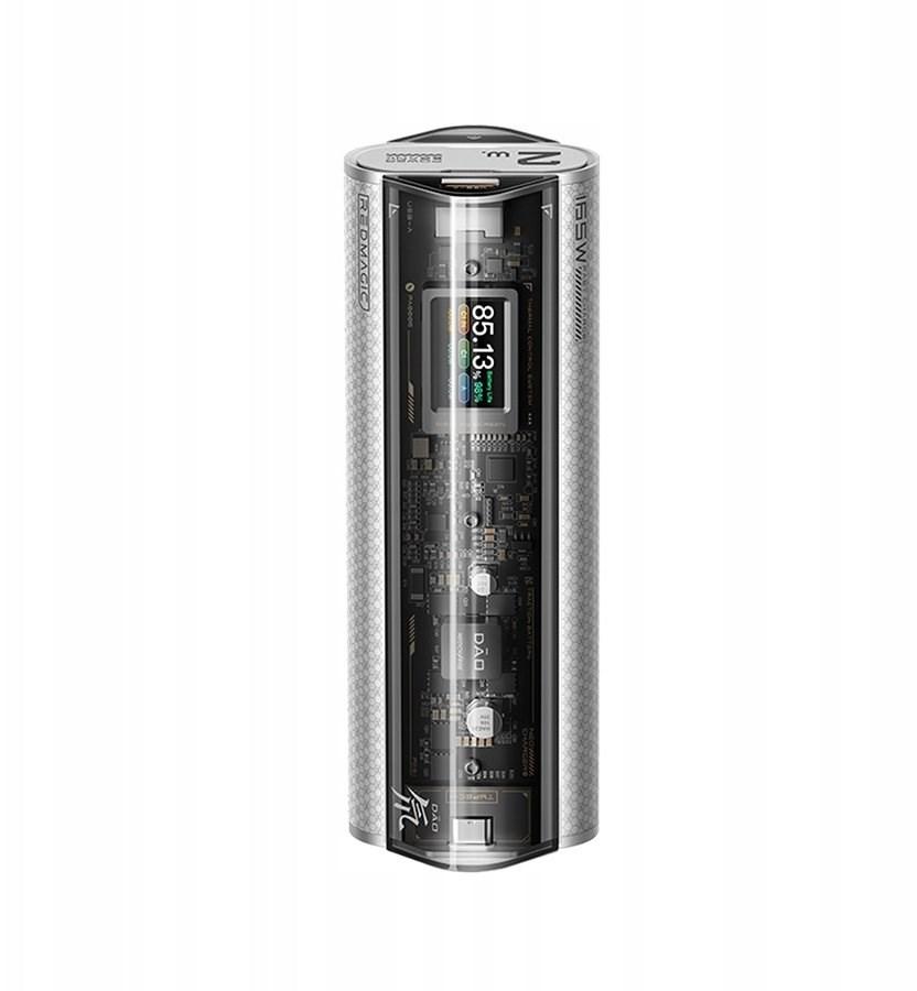 REDMAGIC powerbank 20.000 mAh – 2x USB‑C, 1x USB, 20 W hurtigopladning, LCD – sølv/sort