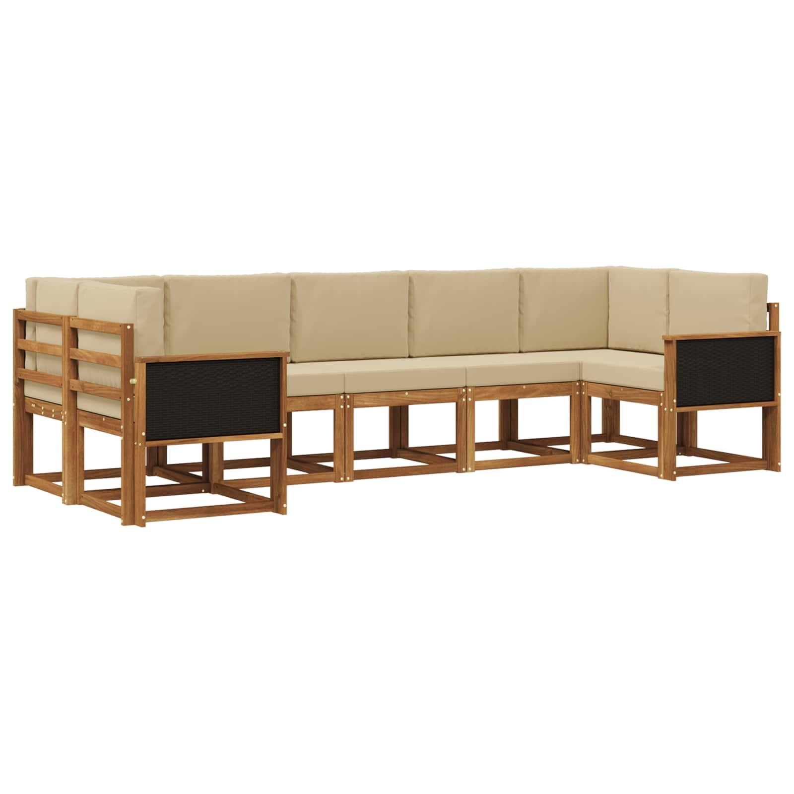 UdendÃ¸rs sofagruppe i massivt akacietrÃ¦ - 7 dele, naturlig/beige