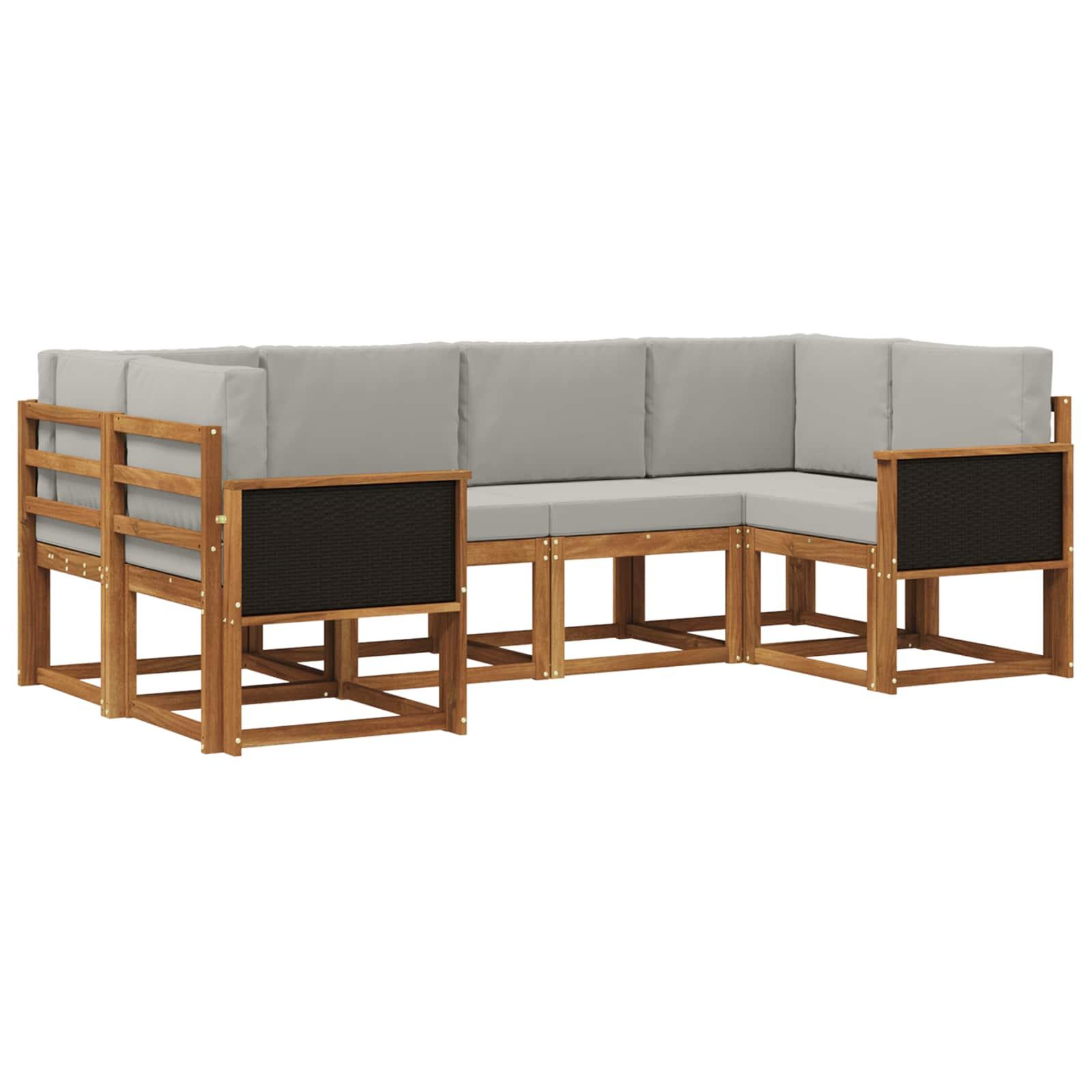 UdendÃ¸rs modulsofa - sofagruppe med puder, 6 dele, natur/lysegrÃ¥