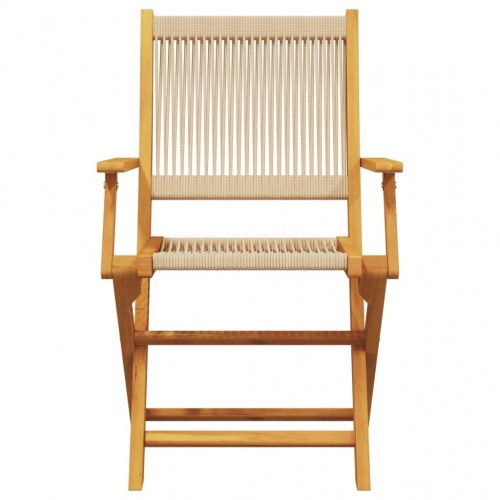 Spisebordssæt til haven 5 dele polypropylen + massivt træ beige