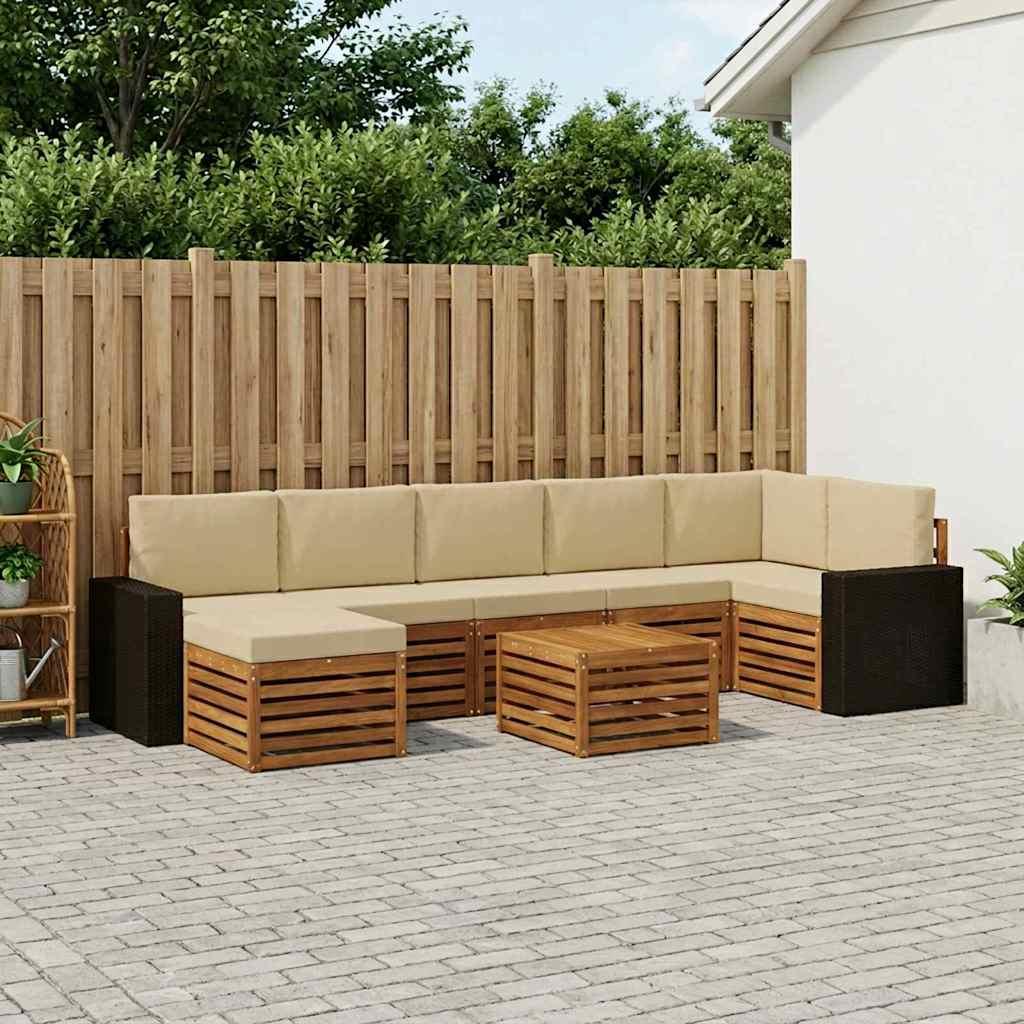 UdendÃ¸rs sofagruppe med pude 8 stk Naturlig og Beige