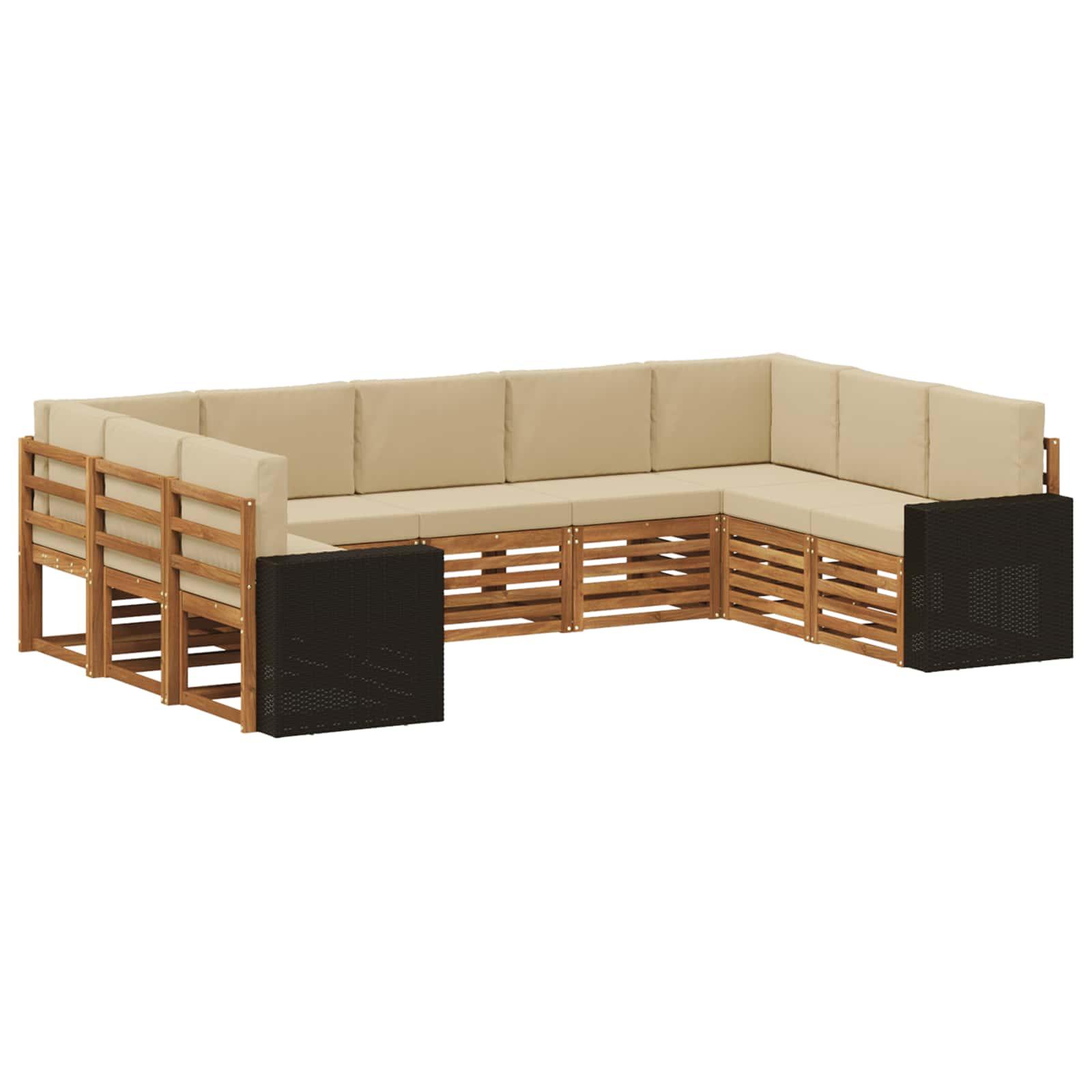 Sektionalsofa sæt med pude 9 stk Naturlig og Beige Polyester